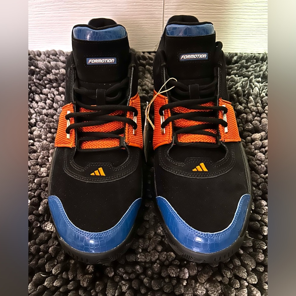 New Adidas Agent Gil Restomod “Knicks” Black and Orange Sneakers with Blue Croc